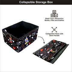 Kuber Industries Storage Box|Toy Box Storage For Kids|Foldable Storage Box|Disney Mickey Print|Foldable & Space Saver|Black