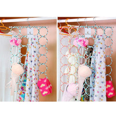 Kuber Industries Single Piece 28 Rings Folding Rope Hanger for Scarf, Belts, Shawls, Ties and More (Random Color) - KI19590