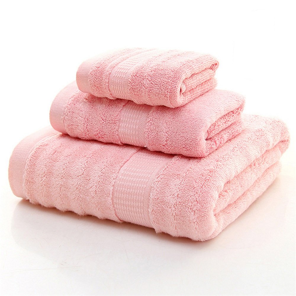 Mush Bamboo Luxurious 3 PieceTowels Set | Ultra Soft, Absorbent and Antimicrobial 600 GSM (Bath Towel, Hand Towel and Face Towel) Perfect for Daily Use and Gifting (Pink)