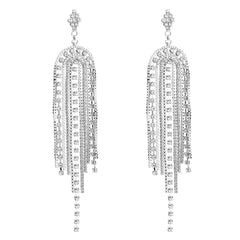 Yellow Chimes Designer Crystal Hangings Tassels Silver Plated Earrings for Women and Girls