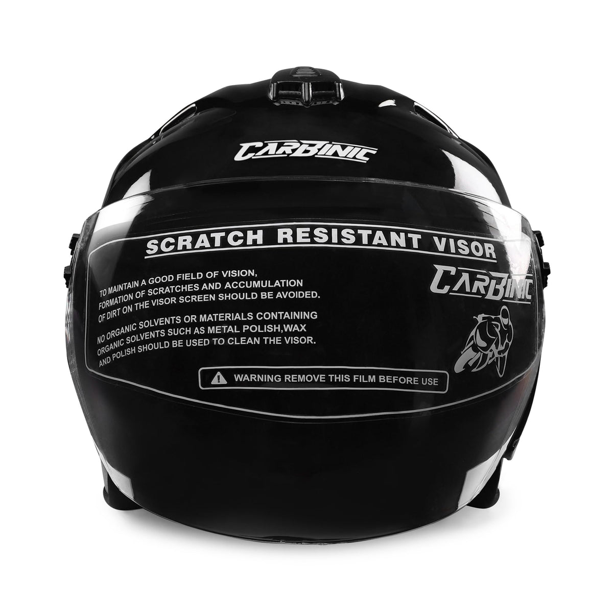 CARBINIC Dame Series Half Face Helmet for Women | ISI Certified | Clear & Scratch Resistant Visor | Lightweight & Stylish | Medium | Glossy Black