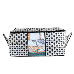 Kuber Industries Polka Dots Design Non Woven Underbed Storage Bag, Cloth Organiser, Blanket Cover with Transparent Window (Black and White) -CTKTC038108, Standard