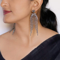 Joker & Witch Shatakshi Peacock Silver Oxidized Earrings For Women