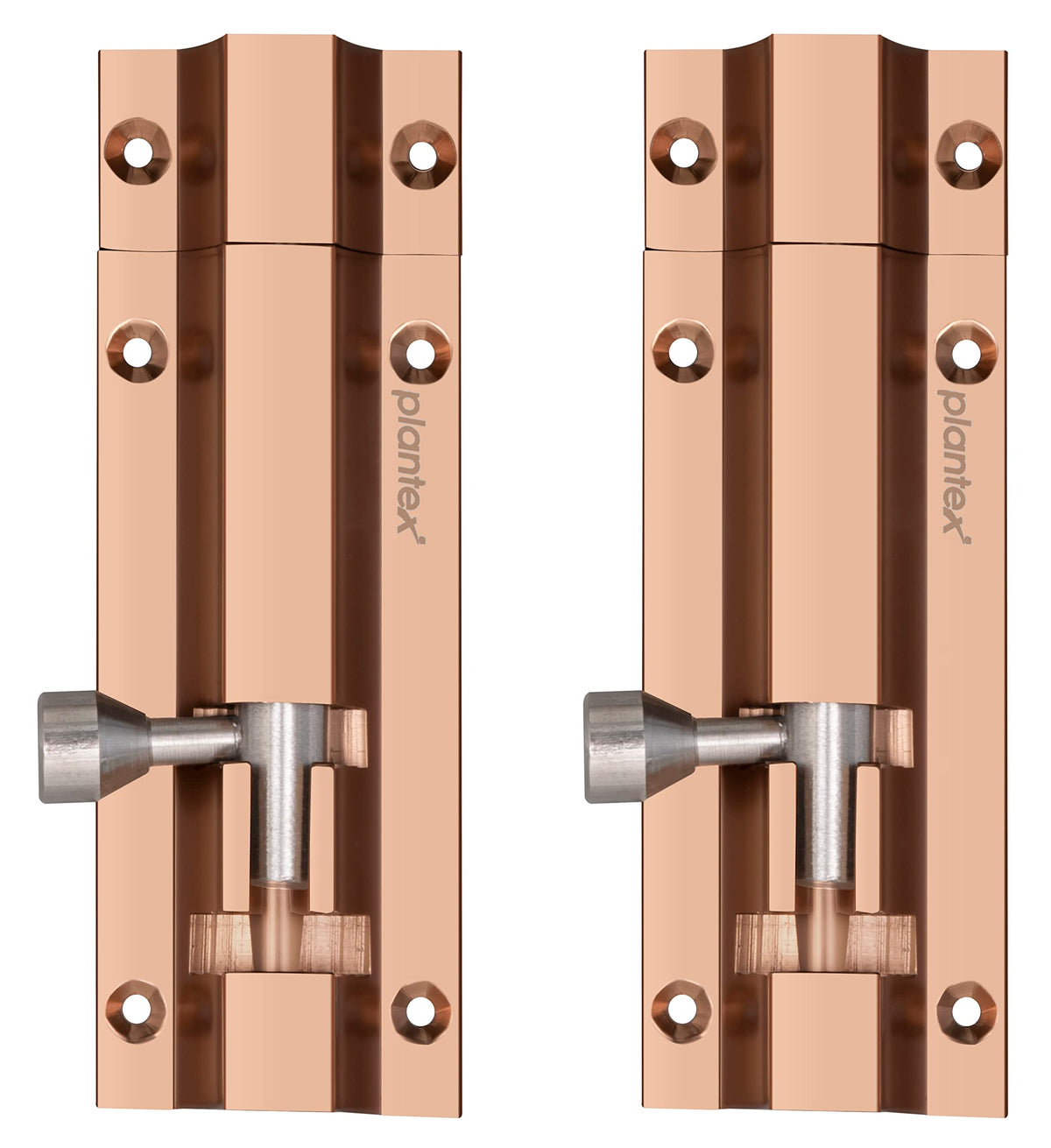 Plantex 4-inches Long Latch Lock for Door and Windows - Rose Golden(Pack of 2)