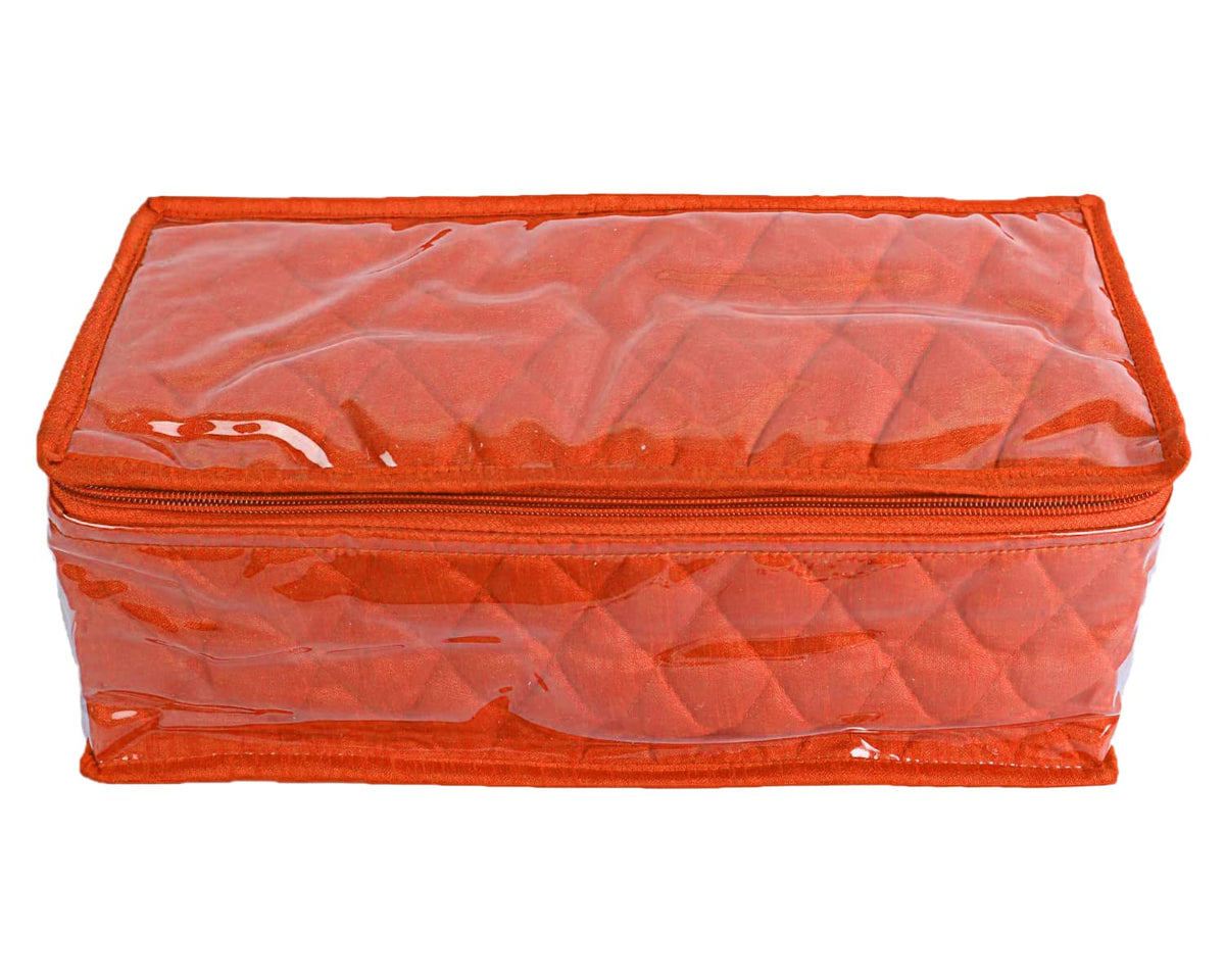 Kuber Industries PVC Laminated Jewellery Locker Organizer For Watches, Bracelets, Bangles, Small Jewellery With 4 Pouches (Orange)