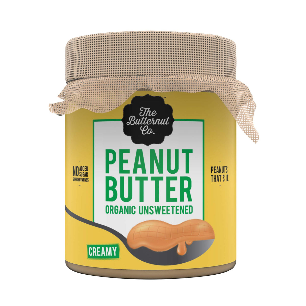 The Butternut Co. Organic Peanut Butter- Unsweetened,Creamy, 200gm