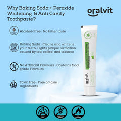 Oralvit Baking Soda Toothpaste & Dental Floss Combo, Enamel Safe, For Long Lasting Freshness Teeth Whitening Kit (100g, 20pcs)