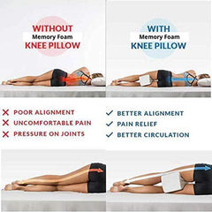 Kuber Industries 2 Pieces Memory Foam Orthopedic Knee Support Leg Rest Pillow for Side Sleepers, for Relief from Sciatica, Back Pain, Leg Pain (Grey)-CTKTC039227