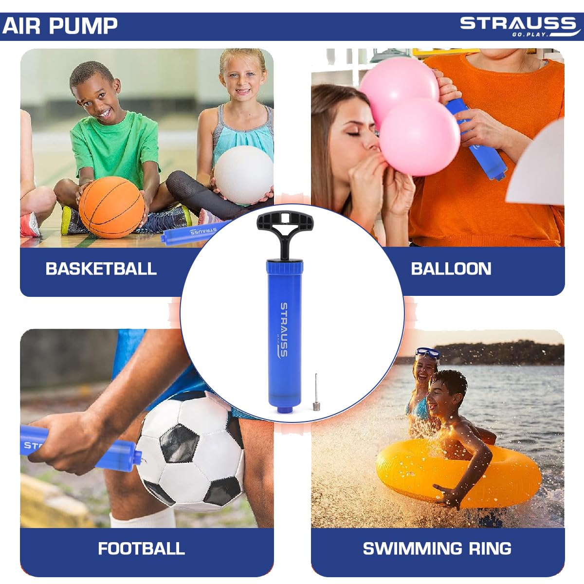 Ball Pump for Sports Balls - 5 Needles - Basketball Pump, Soccer Ball Pump  - Air Pump for Balls, Volleyball, Football Accessories Equipment - Hand