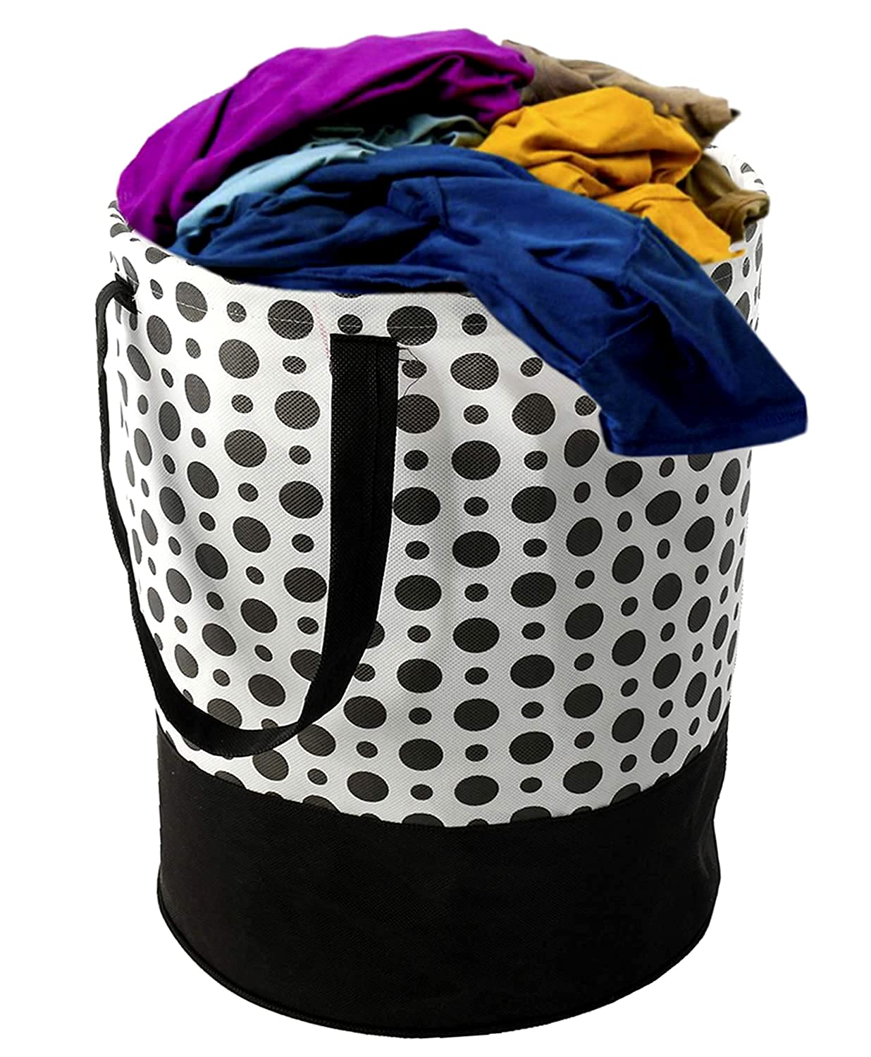 Kuber Industries Round Cloth Foldable Laundry Basket Bag, Volume:-30L,Multi  Color ,Cotton