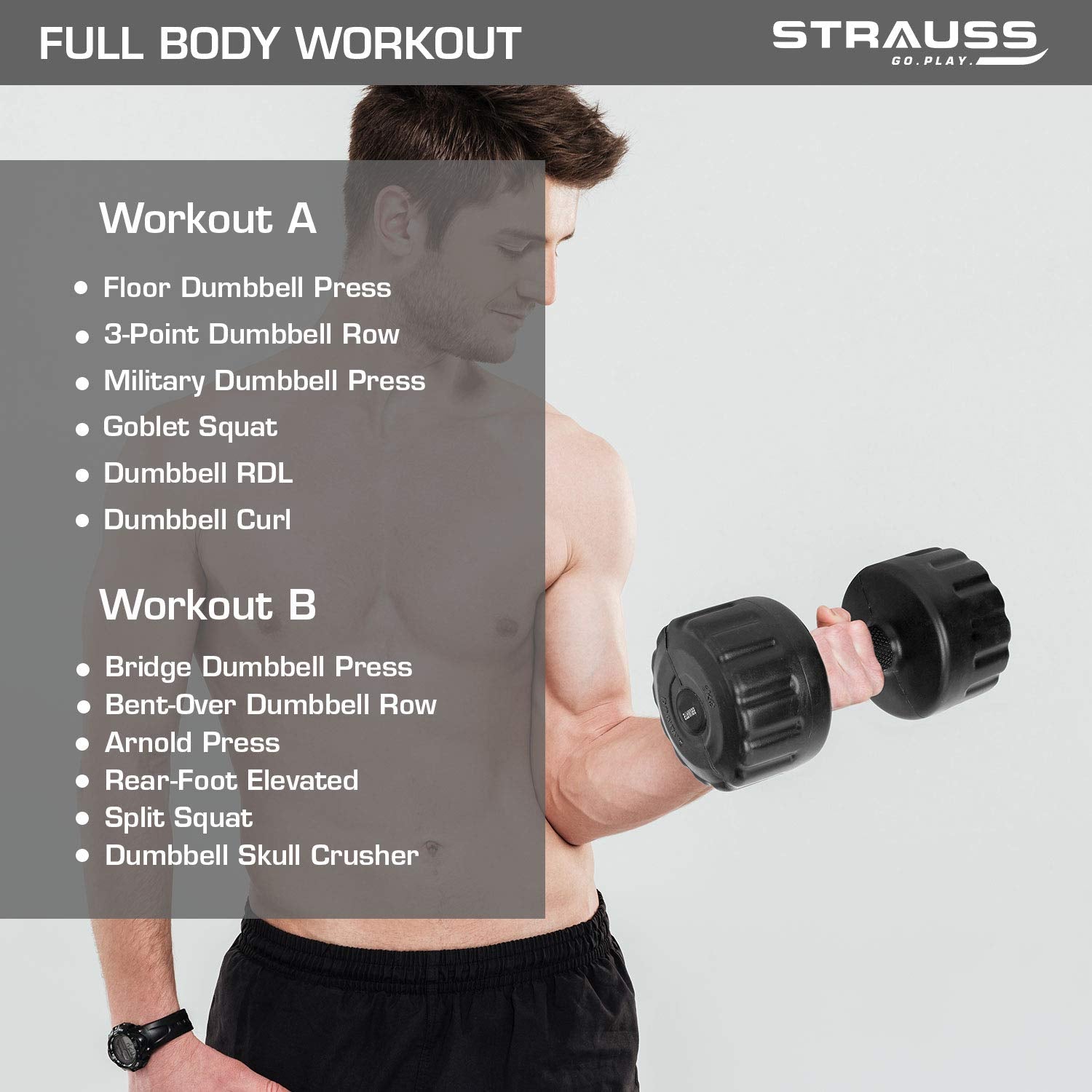 Strauss Unisex PVC Dumbbells Weight for Men & Women | 2Kg (Each)| 4Kg (Pair) | Ideal for Home Workout and Gym Exercises (Black)
