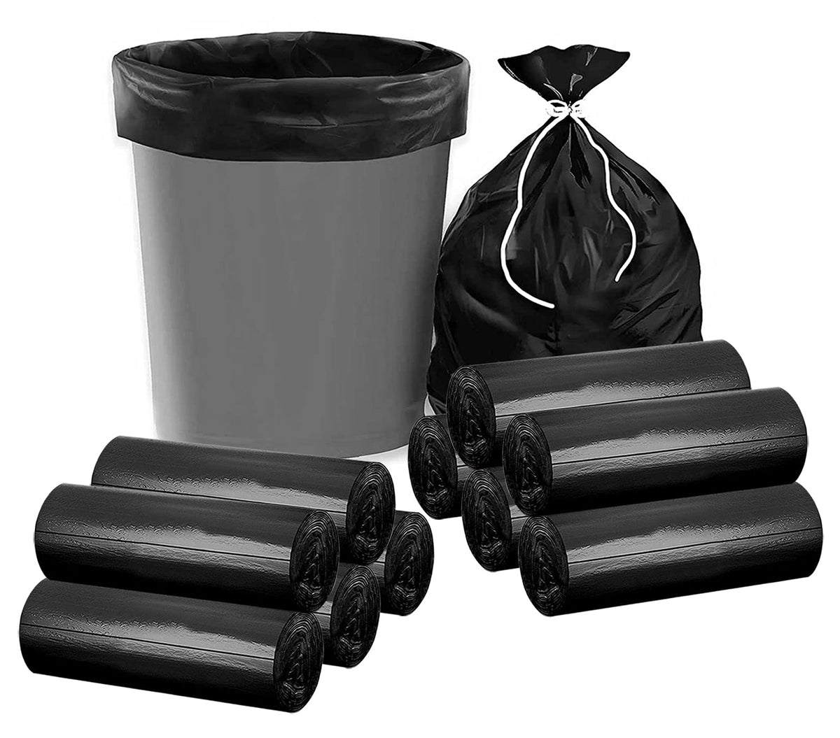 Kuber Industries Medium 300 Garbage Bags/Dustbin Bags, 19x21 Inches (Black)-HS41KUBMART24039