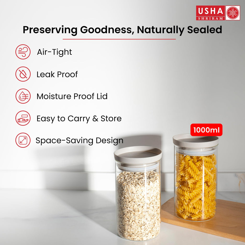 USHA SHRIRAM Food Storage Conatiner with Airtight Lid (4Pcs - 1L ...