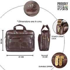 The Clownfish Faux Leather Expandable Capacity 15.6 inch Laptop Messenger and Sling Bag Briefcase (Dark Brown)