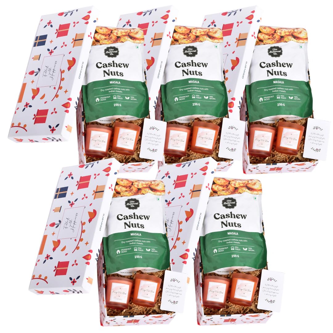 Gleevers Diwali Gift Items for Corporate |Pack of 3 with Cashew (250 gm) & 2 Rose Candle (60 gm each)| Wedding Return Gifts Wholesale, Gleevers Corporate Gifts for Employees, Kitty Party Return Gifts