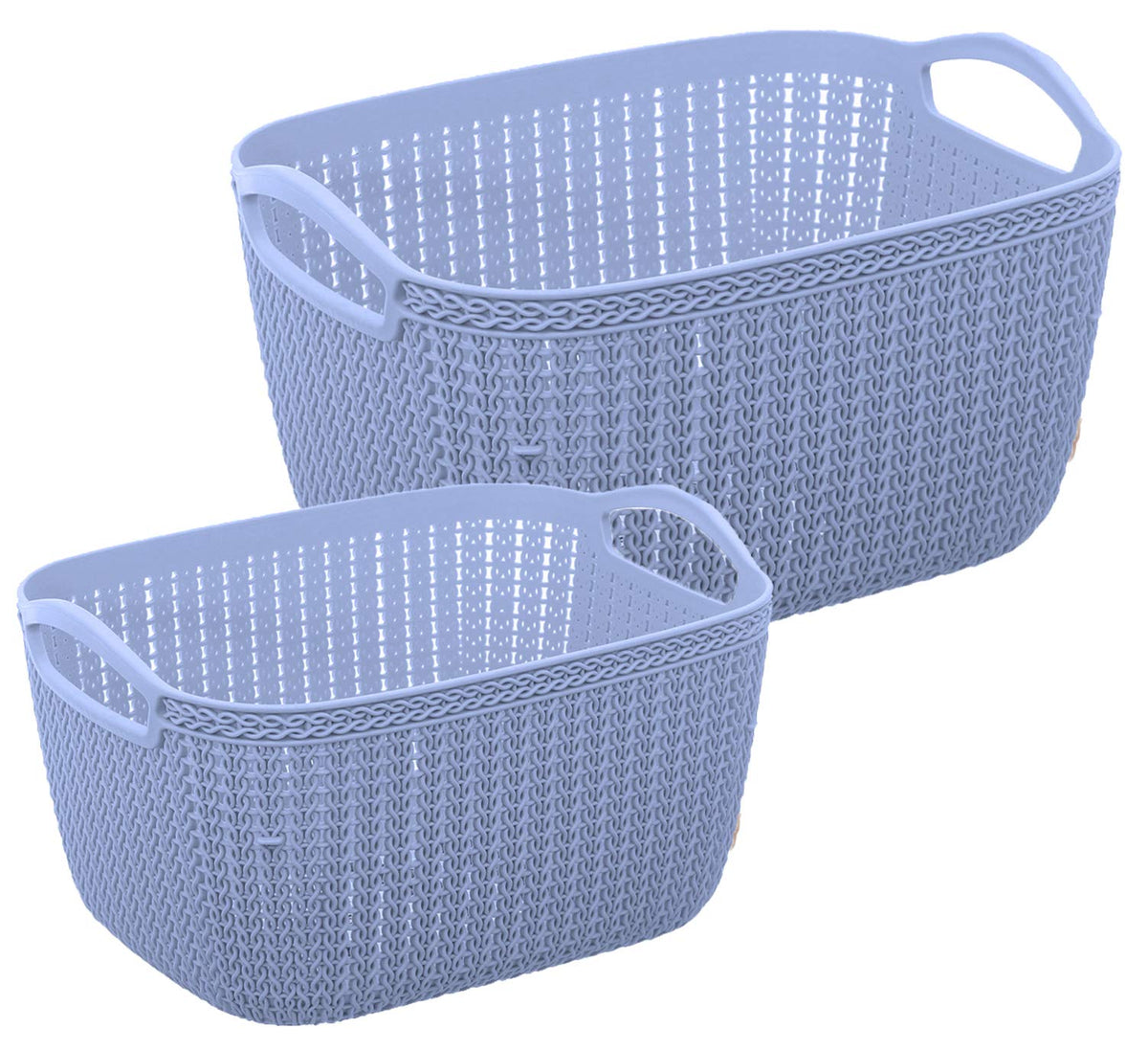Kuber Industries Unbreakable Plastic 2 Pieces Multipurpose Large and Medium Size Flexible Storage Baskets/Fruit Vegetable Bathroom Stationary Home Basket with Handles (Grey) -CTKTC39349