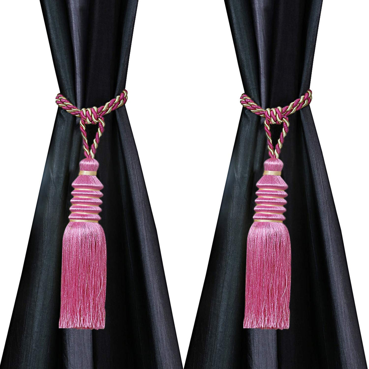 Kuber Industries Polyester 2 Pieces Curtain Tie Back Tassel Set (Pink) -CTKTC029450