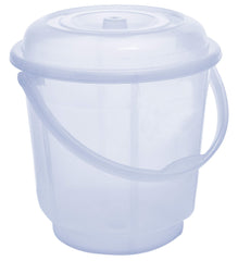 Kuber Industries 2 Pieces Unbreakable Virgin Plastic Strong Transparent Bathroom Bucket with Lid 18 LTR (White)-KUBMART831