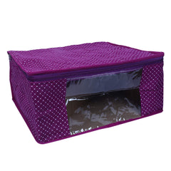 Kuber Industries Polka Dots 2 Piece Cotton 3 Layered Quilted Saree Cover, Purple-CTKTC025806