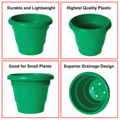 Kuber Industries Solid 2 Layered Plastic Flower Pot|Gamla for Home Decor,Nursery,Balcony,Garden,8"x 6",Pack of 10 (Green)