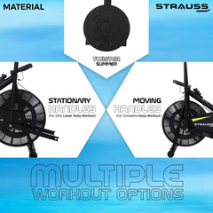 Strauss Stayfit Exercise Bike With Back Support and Twister | Adjustable Resistance With Cushioned Seat and LCD Monitor | Fitness Cycle For Home Gym (Max Weight: 120Kg), Green