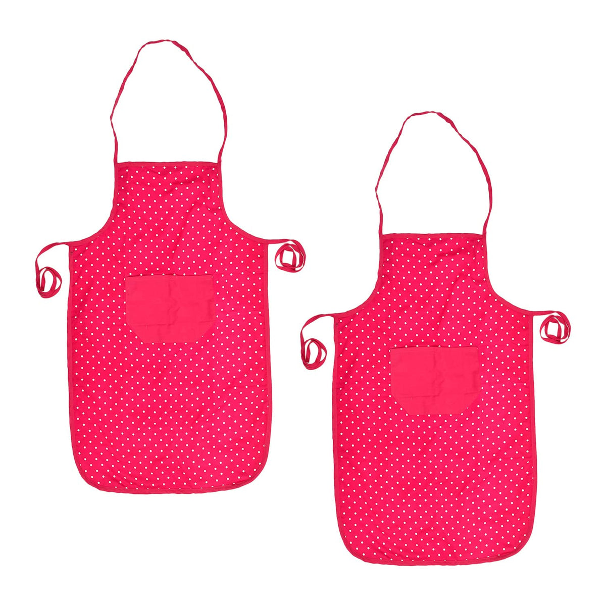 Kuber Industries Dot Printed Oil Stain Resistant Cooking Kitchen Apron for Men Women with 1 Front Pocket- Pack of 2 (Pink)-50KM0726