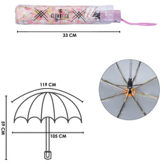 THE CLOWNFISH Umbrella Splash Series 3 Fold Auto Open Waterproof Water Repellent 190 T Immitation Nylon Double Coated Silver Lined Umbrellas For Men and Women (Baby Pink)