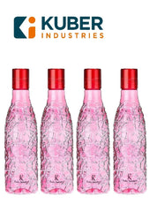 Kuber Industries BPA-Free Plastic Water Bottle | Leak Proof, Firm Grip, 100% Food Grade Plastic Bottles | For Home, Office, School & Gym | Unbreakable, Freezer Proof, Fridge Water Bottle | Pack of 4 - Pink