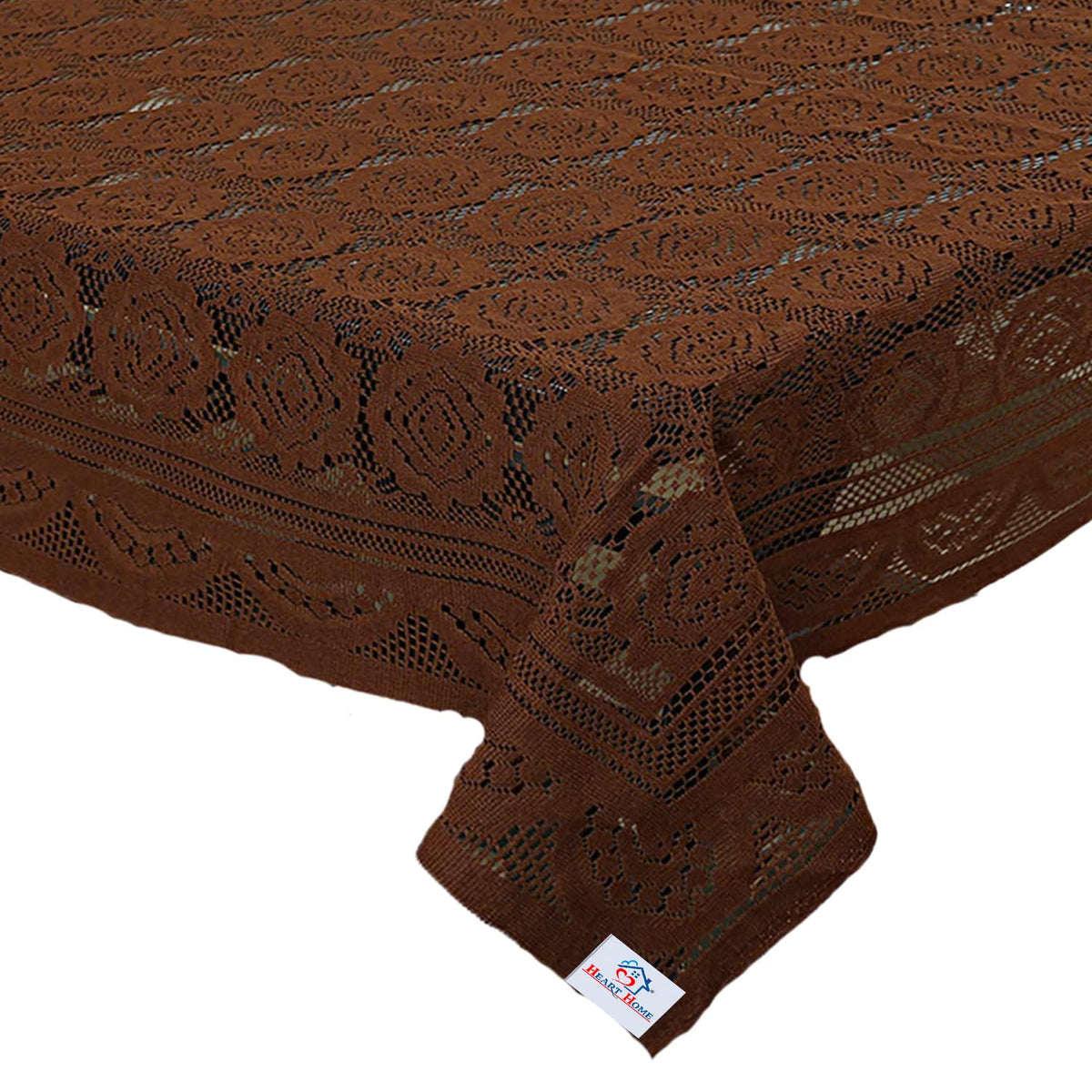Heart Home Circle Printed Home Decorative Luxurious 4 Seater Cotton Center Table Cover/Table Cloth, 40"x60" (Dark Brown)-44HH010