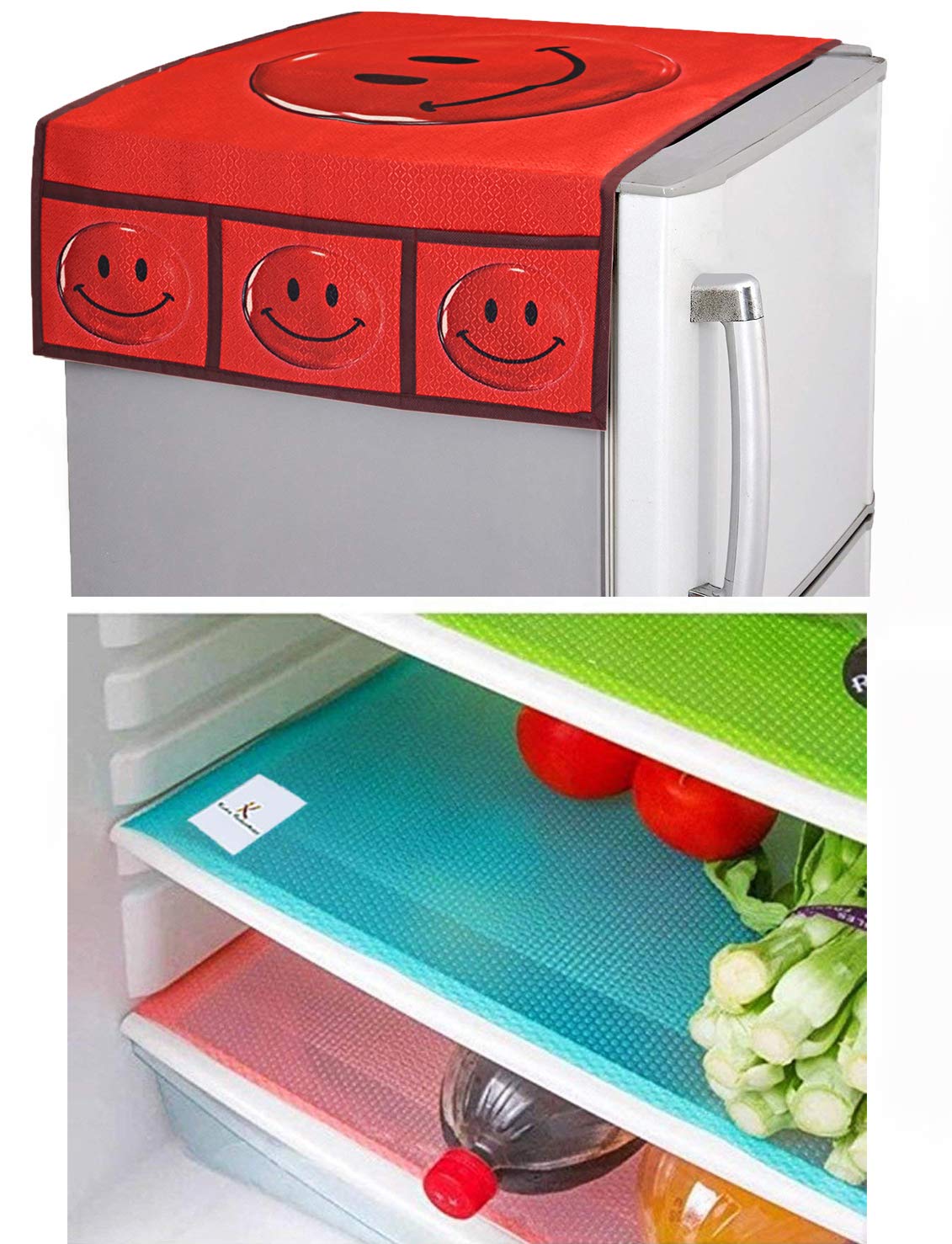 Kuber Industries PVC 3 Pieces Fridge Mats and 1 Piece Fridge Top Cover (Maroon)-CTKTC32739