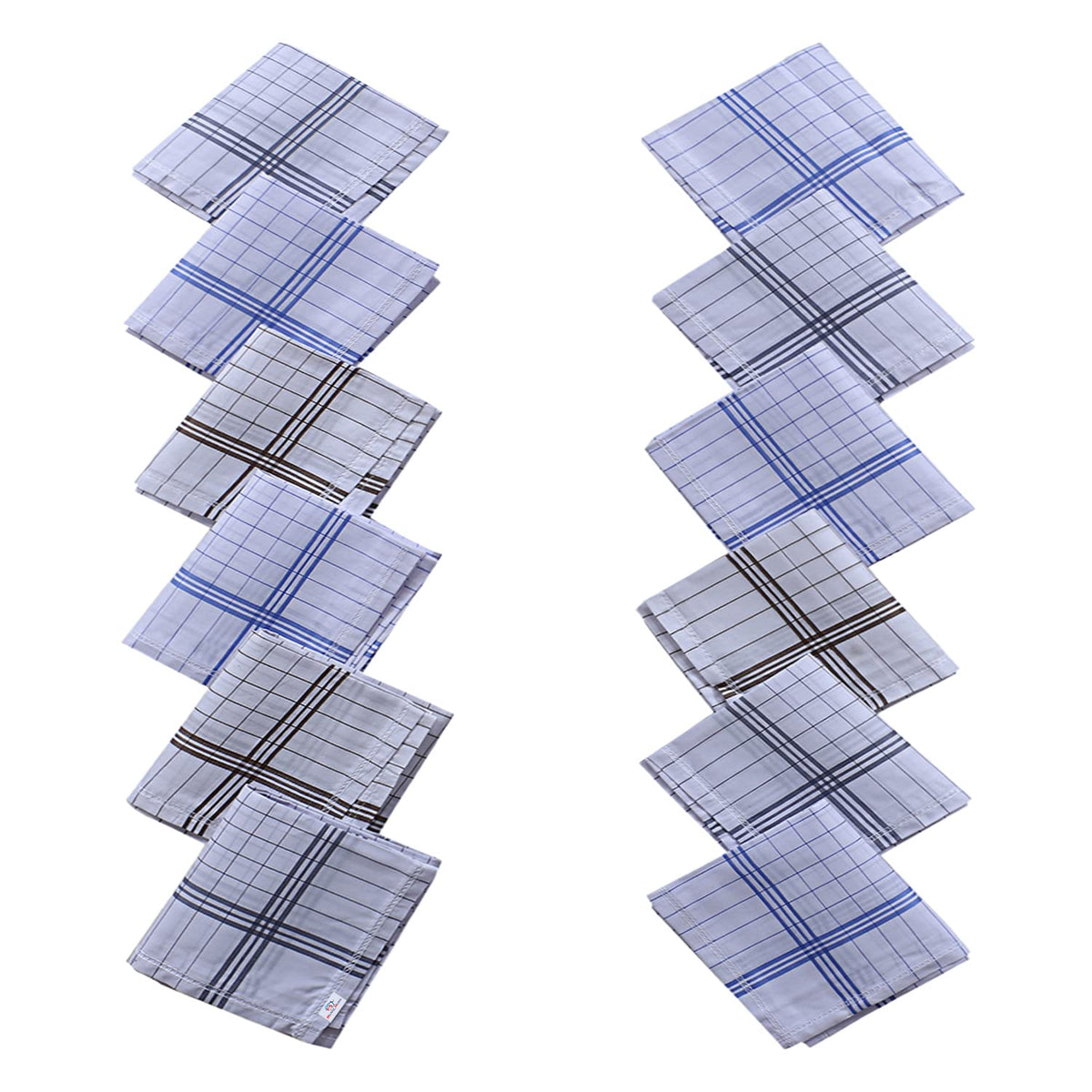 Heart Home Handkerchiefs|Sweat Absorbent Check Print Soft Cotton Hankies for Man,Boys & Wicking Sweat from Hands,Face,Set of 12 (White)