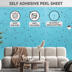 Kuber Industries Foam Brick Pattern 3D Wallpaper for Walls | Soft PE Foam | Easy to Peel, Stick & Remove DIY Wallpaper | Suitable on All Walls | Pack of 5 Sheets,70 cm X 77 cm