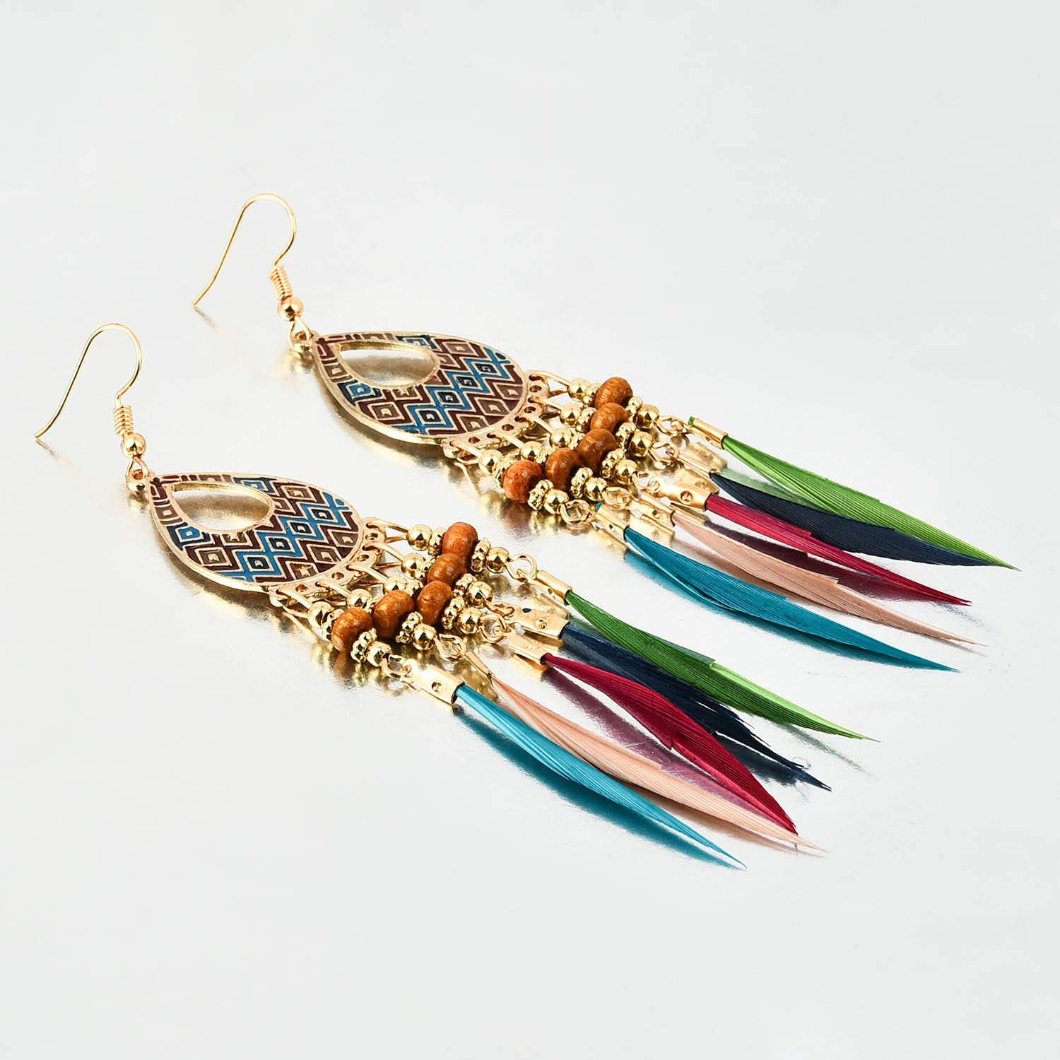 Yellow Chimes Tassel Earrings for Women Multicolor Feathers Gold Plated Long Tassel Earrings for Women and Girls