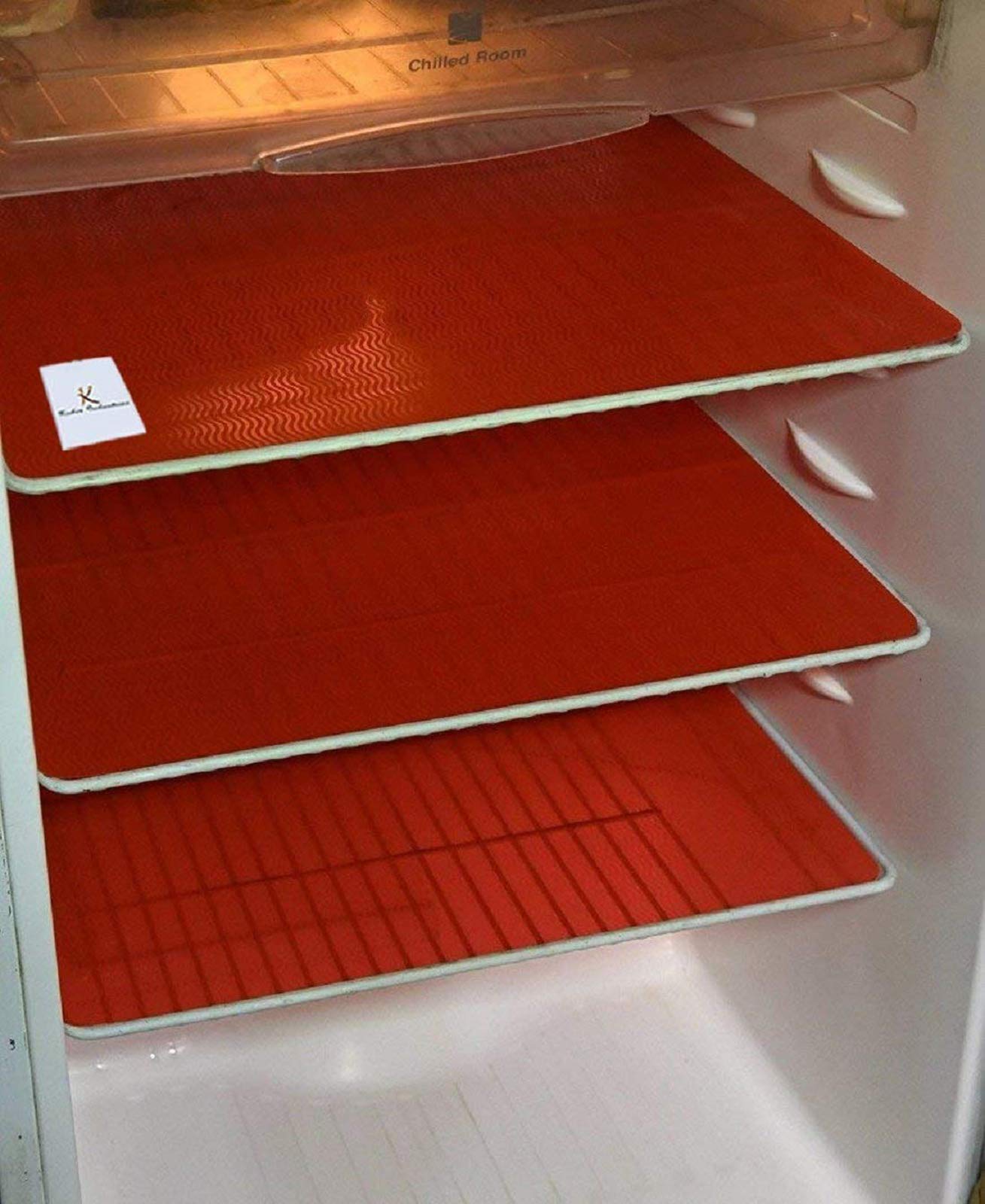 Kuber Industries PVC 6 Piece Refrigerator Drawer Mat Set -( Red )