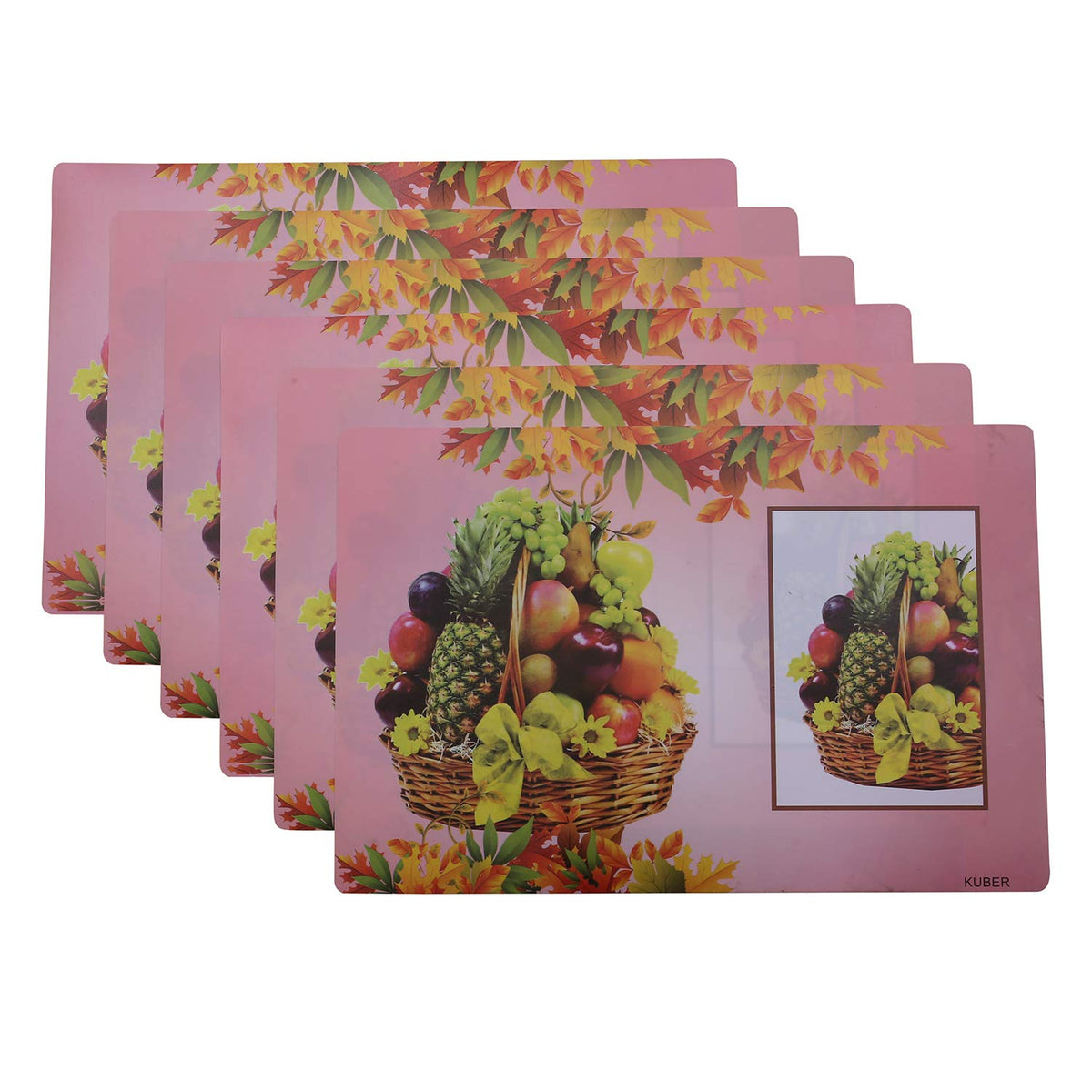 Kuber Industries PVC 6 Pieces Dining Table Placemat Set (Pink) -CTKTC8586,Standard