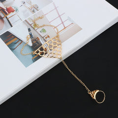Yellow Chimes Gold Plated Strand Ring Bracelet for Women and Girls