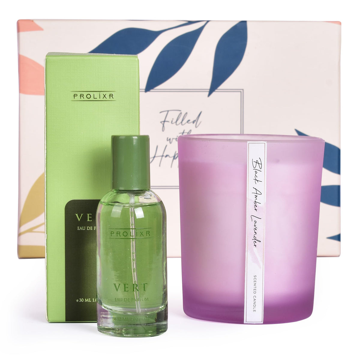 Gleevers Gift Set for Women | Gift Box Pack of 2 with Perfume(30 ml) & Candle (Lavender,250gm) | Birthday Gift, Anniversary Gift, Valentine Gift, Secret Santa Gifts