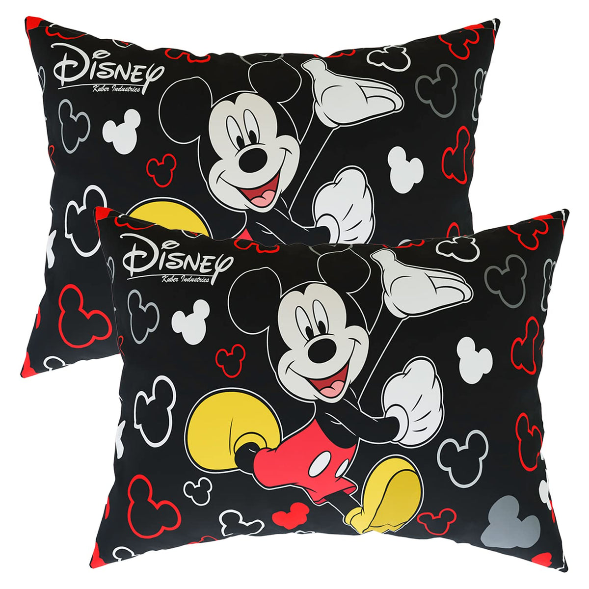 Kuber Industries Disney Mickey Pillow Cover | Silk Pillow Cover | Soft Pillow Cover | Luxurious Pillow Cover For Home | Set of 2 | 16x24 Inch | Black