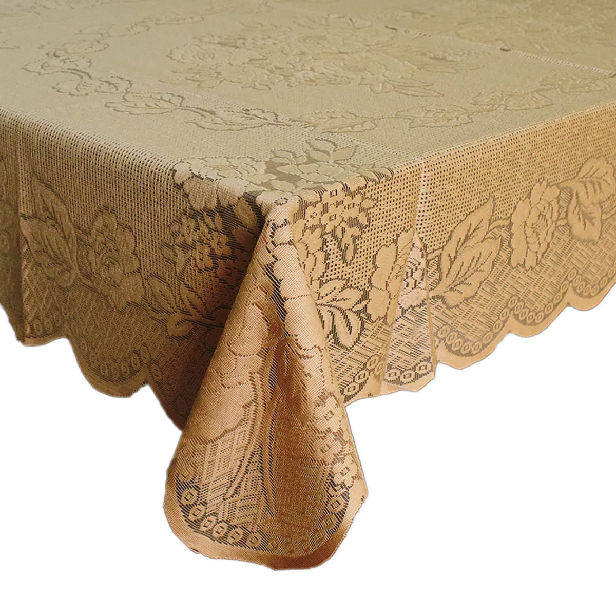 Kuber Industries Flower Printed Home Decorative Luxurious 4 Seater Cotton Center Table Cover/Table Cloth, 40"x60" (Gold)-44KM094