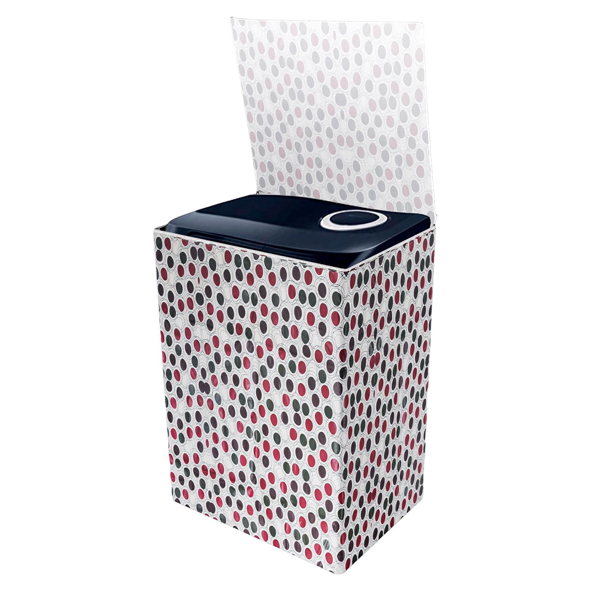 Kuber Industries Washing Machine Cover | Multi Dot Print Washing Machine Cover | PVC Top Load Semi-Automatic Washing Machine Cover | Cream