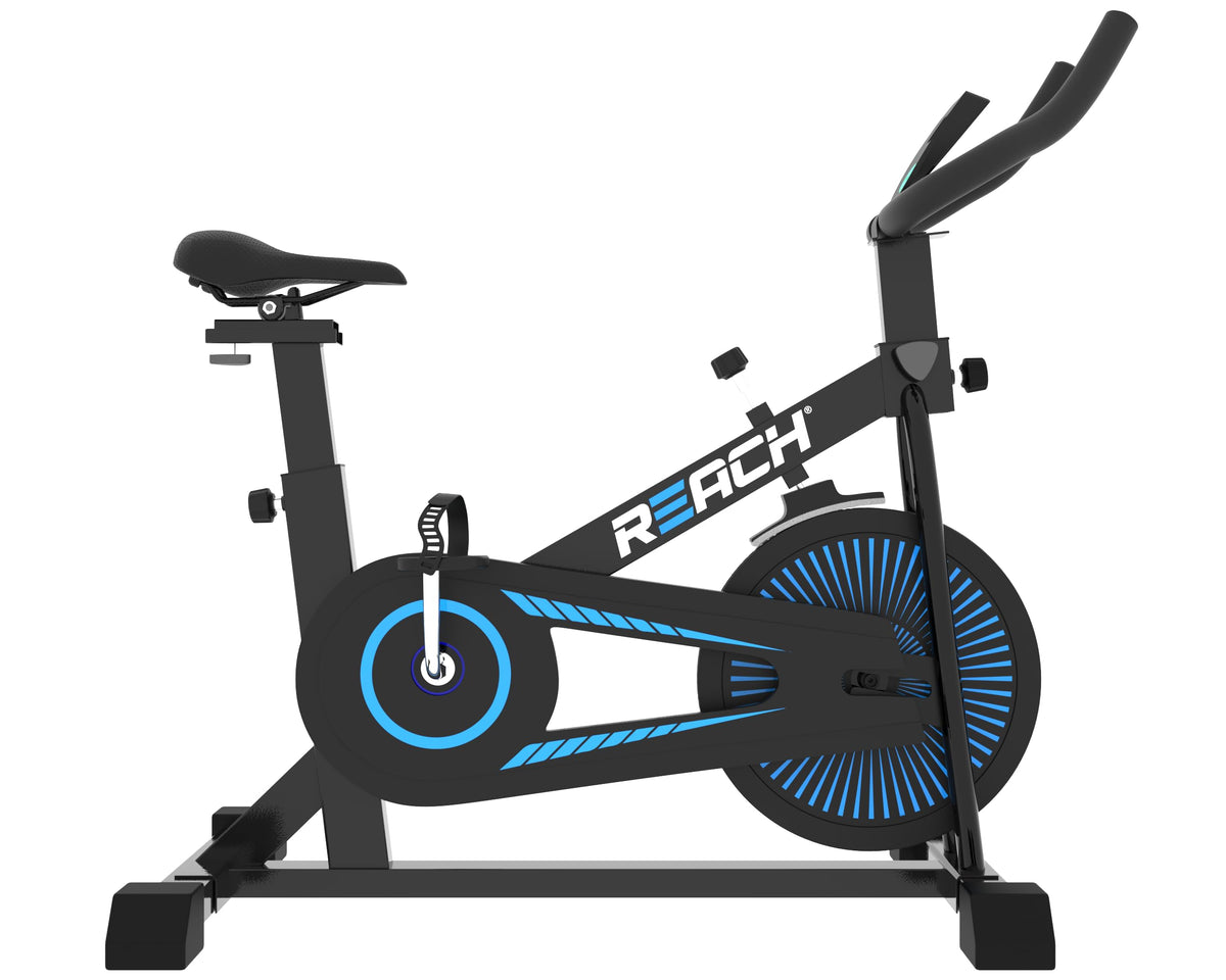 ELEV8 by Reach Apollo Spin Bike 6.5 KG Flywheel 8 Levels of Adjustable Resistance Max User Weight 110 KG LCD Monitor Exercise Bike for Home