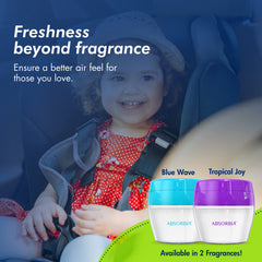 Absorbia Aviator Car Gel Air Freshener - Pack of 2 (125g X 2) with fragrance of Blue Wave & Tropical Joy | with intensity regulator for stronger or lighter fragrance | Water based, low VOC and pDCB free | No nasty chemicals