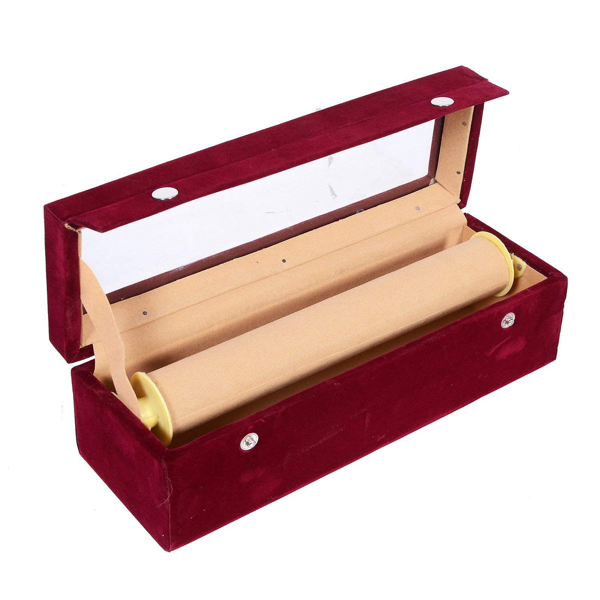 Kuber Industries Wooden One Rod Transparent Velvet Bangle Box|Storage Box, Size 28 x 9 x 9 CM (Maroon)- CTKTC022788(Square)