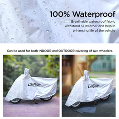 CarBinic Bike Cover - Universal | 100% Waterproof (Tested) and Dustproof UV Protection for All Two Wheeler (Bikes/Scooty) with Carry Bag & Mirror Pockets | Silver