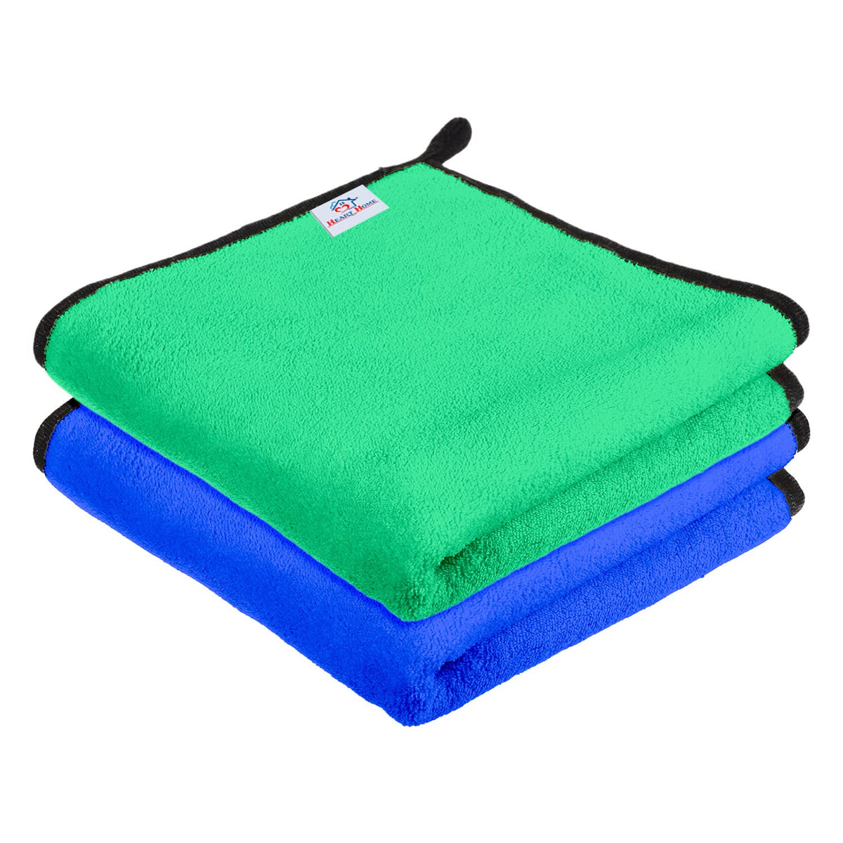 Heart Home Cleaning Towel|Microfiber Reusable Cloths|Highly Absorbent Washable Towel for Kitchen with Hanging Loop|Car|Window|40x40 Cm|Pack of 2 (Multi)