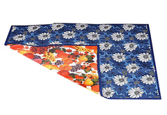 Kuber Industries Reversible Food Mat/Bed Server|Floral Design & Water Proof PVC Material|Bedsheet Protector|Size 90 x 90 CM (Blue)