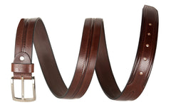 THE CLOWNFISH Men's Genuine Leather Belt with Textured/Embossed Design-Mahogany (Size-36 inches)