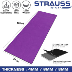 Strauss Yoga Mat, 4 mm (Purple)