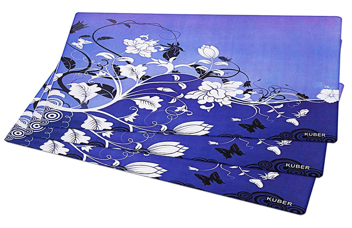 Heart Home Self Lining Design PVC 3 Piece Refrigerator Drawer Mat Set - Blue CTHH07744