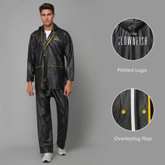 THE CLOWNFISH Rain Coat for Men Waterproof for Bike with Hood Raincoat for Men & Women. Samson Pro Series (Black, XX-Large)